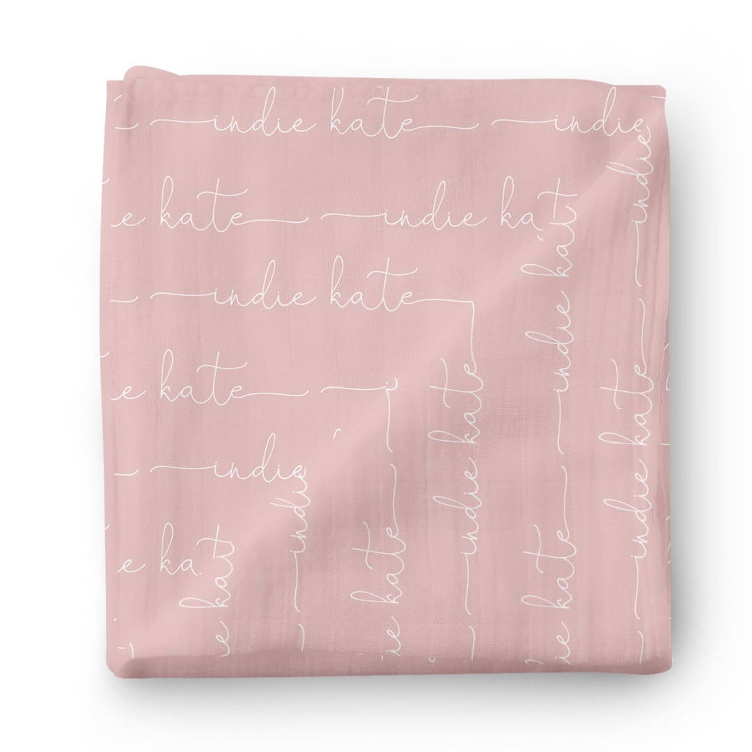  Personalized Solid Light Rose Baby Name Swaddle Blanket - Script、mySite、layawaytickets