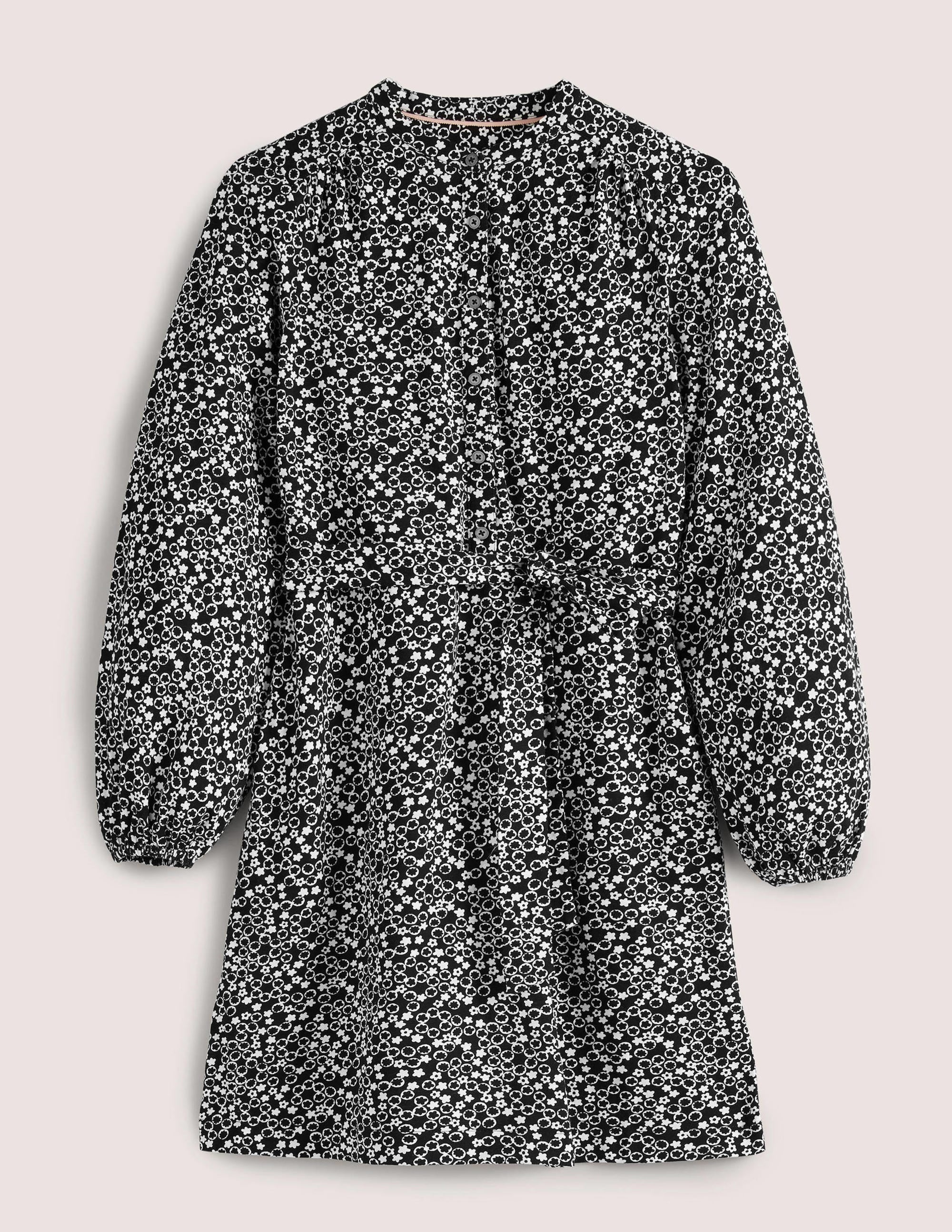  Belted Jersey Shirt Dress-Black, Floral Pebble、mySite、ashleygrahame