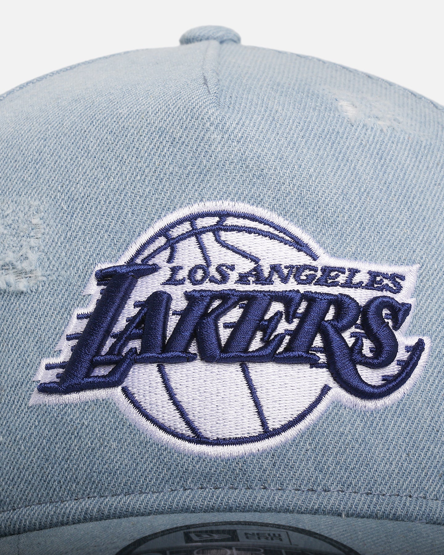 New Era Los Angeles Lakers 'Distressed Denim' 9FORTY A-Frame Snapback Light Wash Denim、mySite、zt4zffjzw