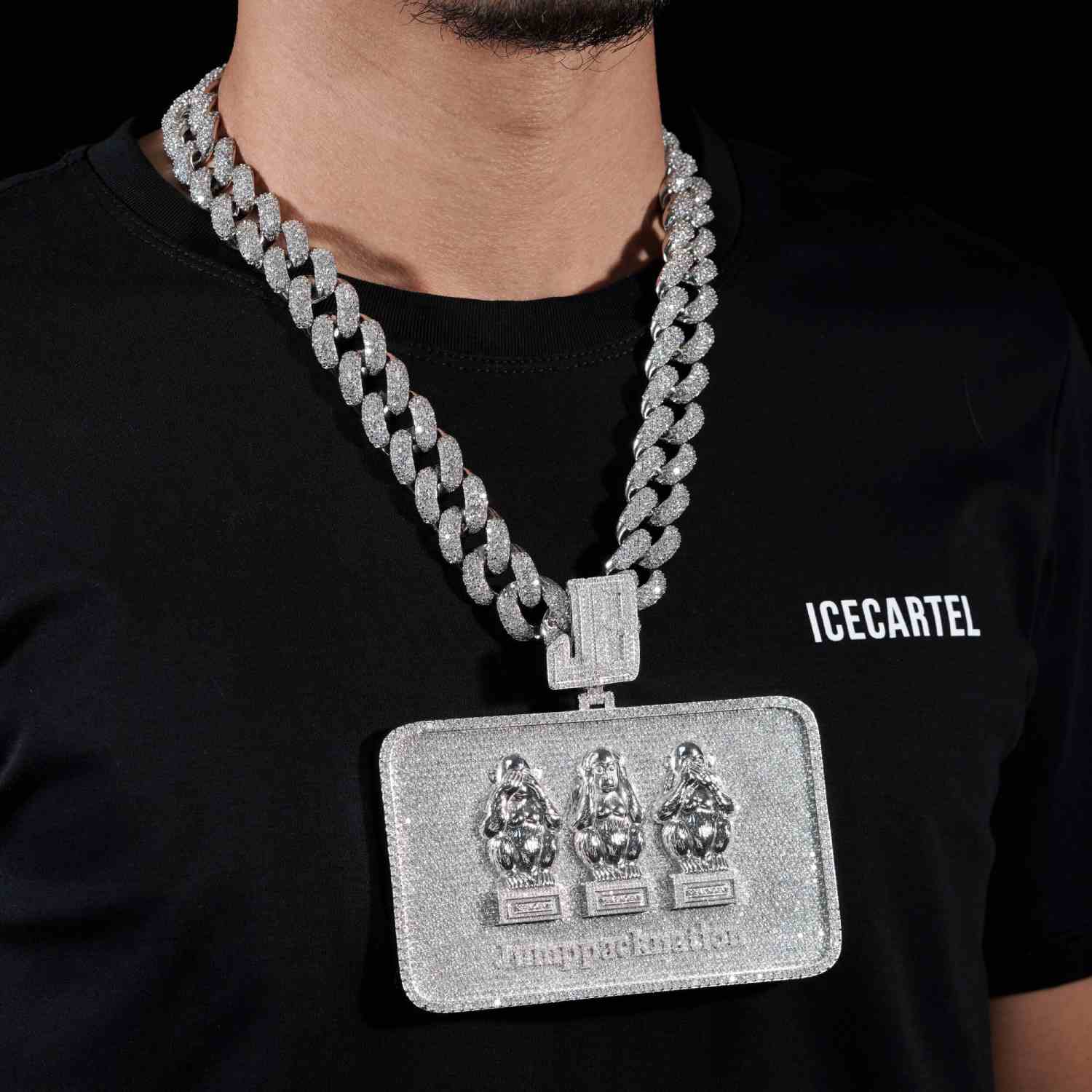 Monkey Card Custom Moissanite Rectangle Pendant 14K White Gold、mySite、hinf8tx79