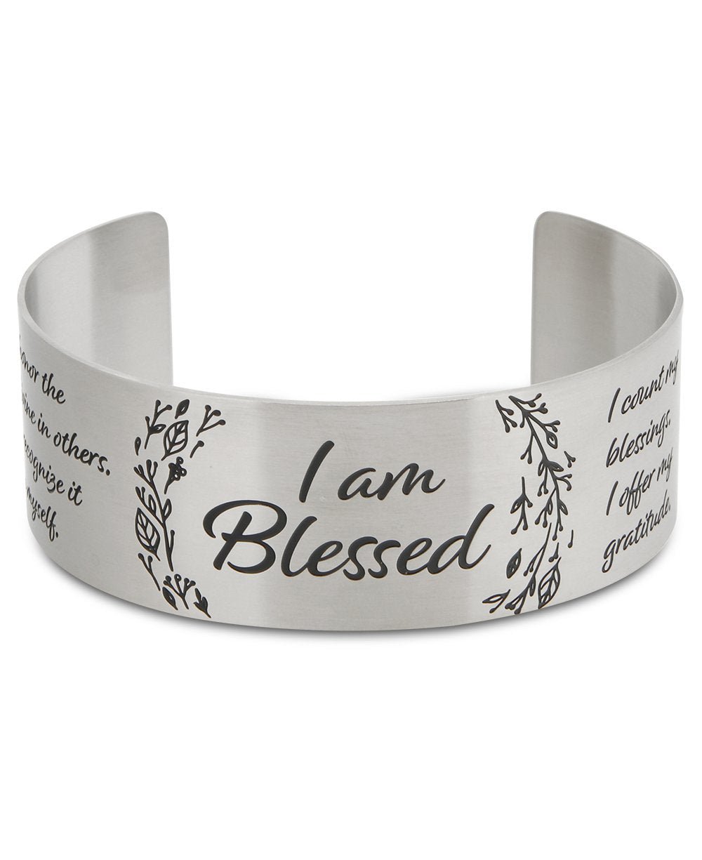 I am Blessed Affirmation Stainless Steel Adjustable Cuff Bracelet、mySite、topwebapps