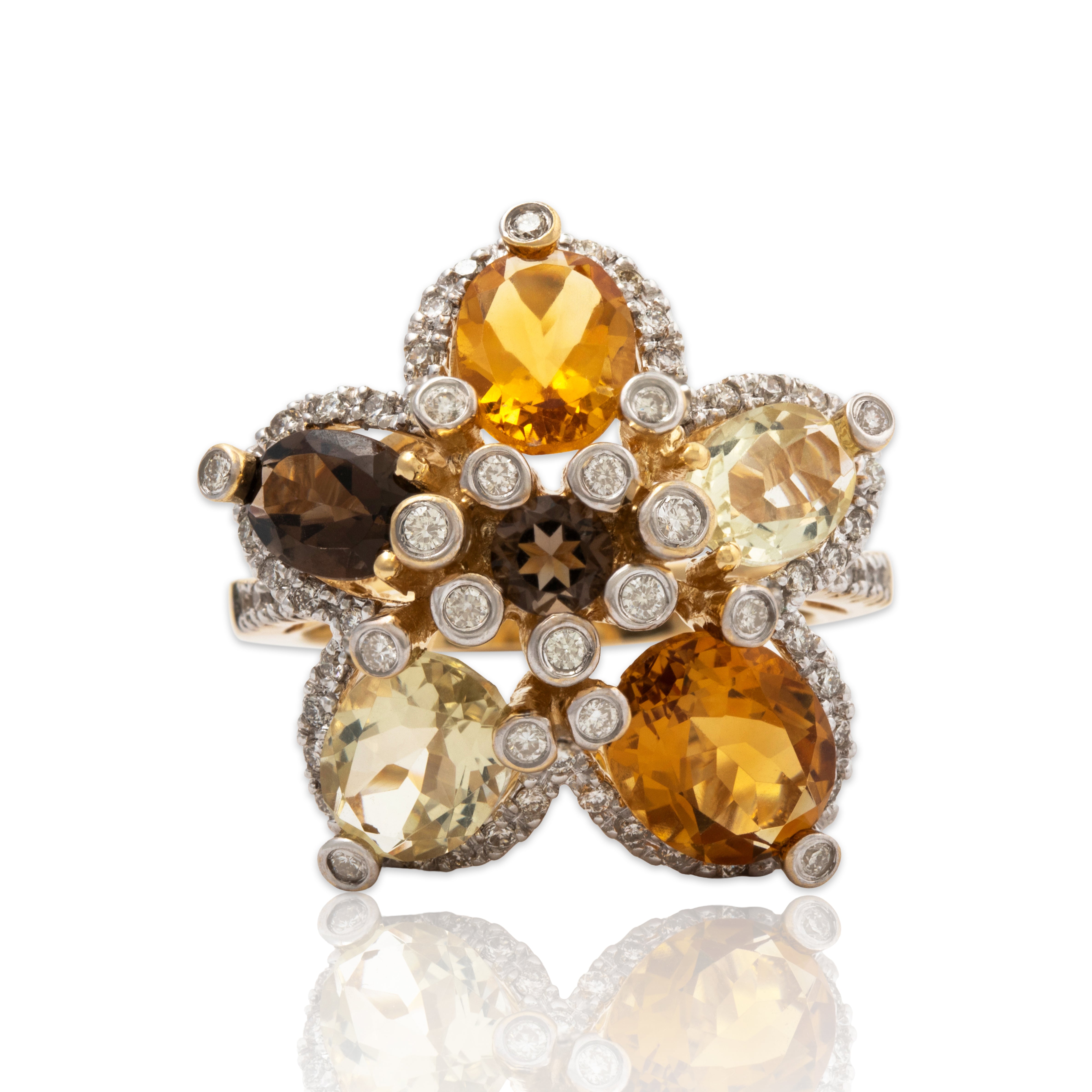 Vintage Large 14k Yellow Gold 2.85cttw Citrine 1.94cttw Prasiolite Opulent Ring、mySite、hinf8tx79