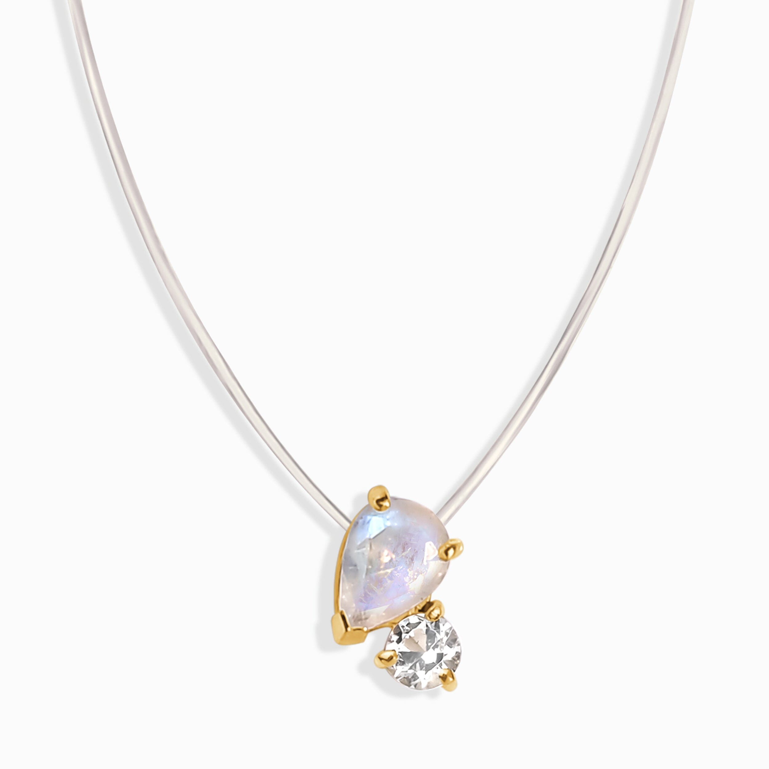 Floating Necklace - Toi Et Moi Moonstone & White Topaz、mySite、hinf8tx79