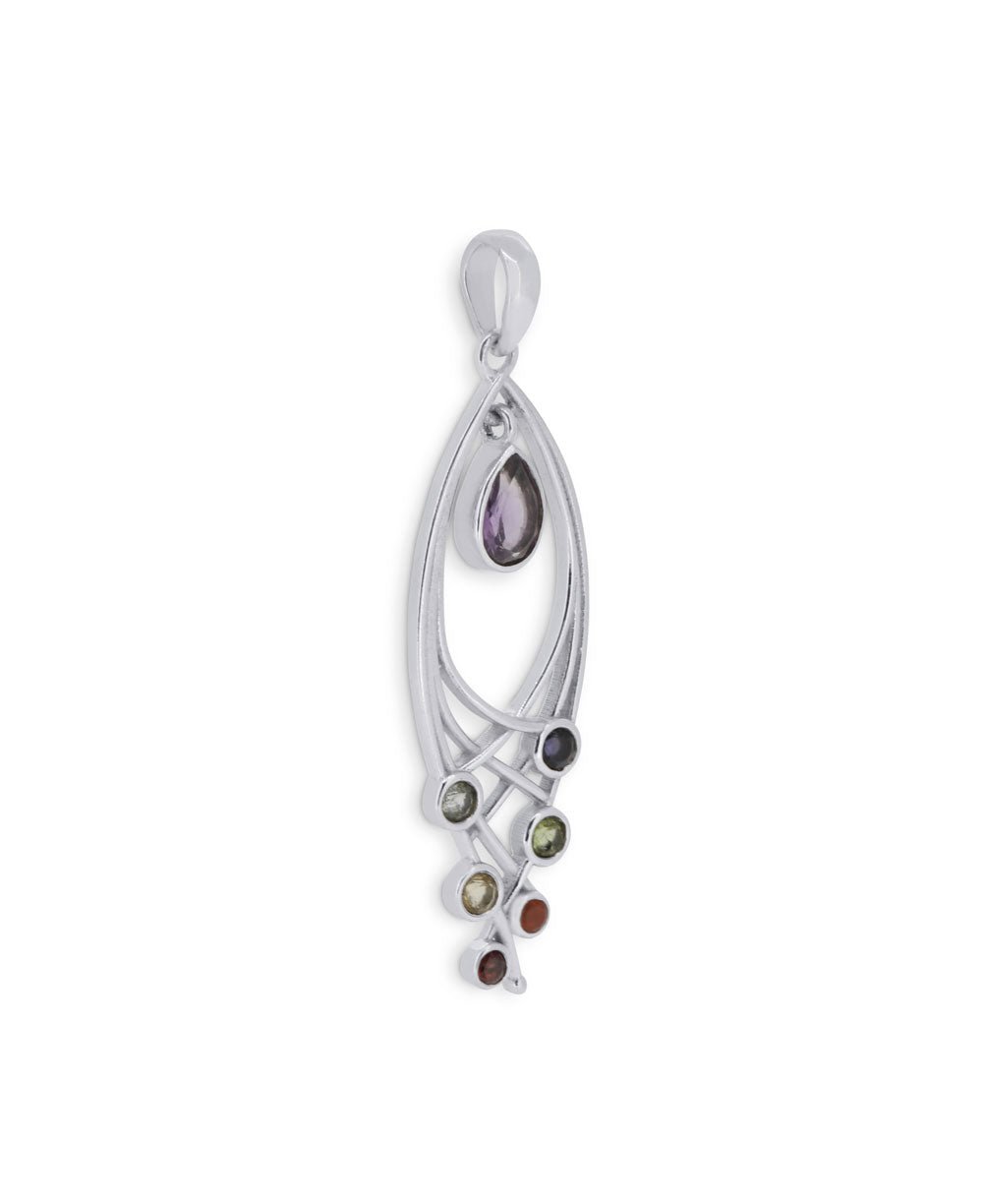 Sterling Silver Chakra Gemstones Pendant、mySite、topwebapps