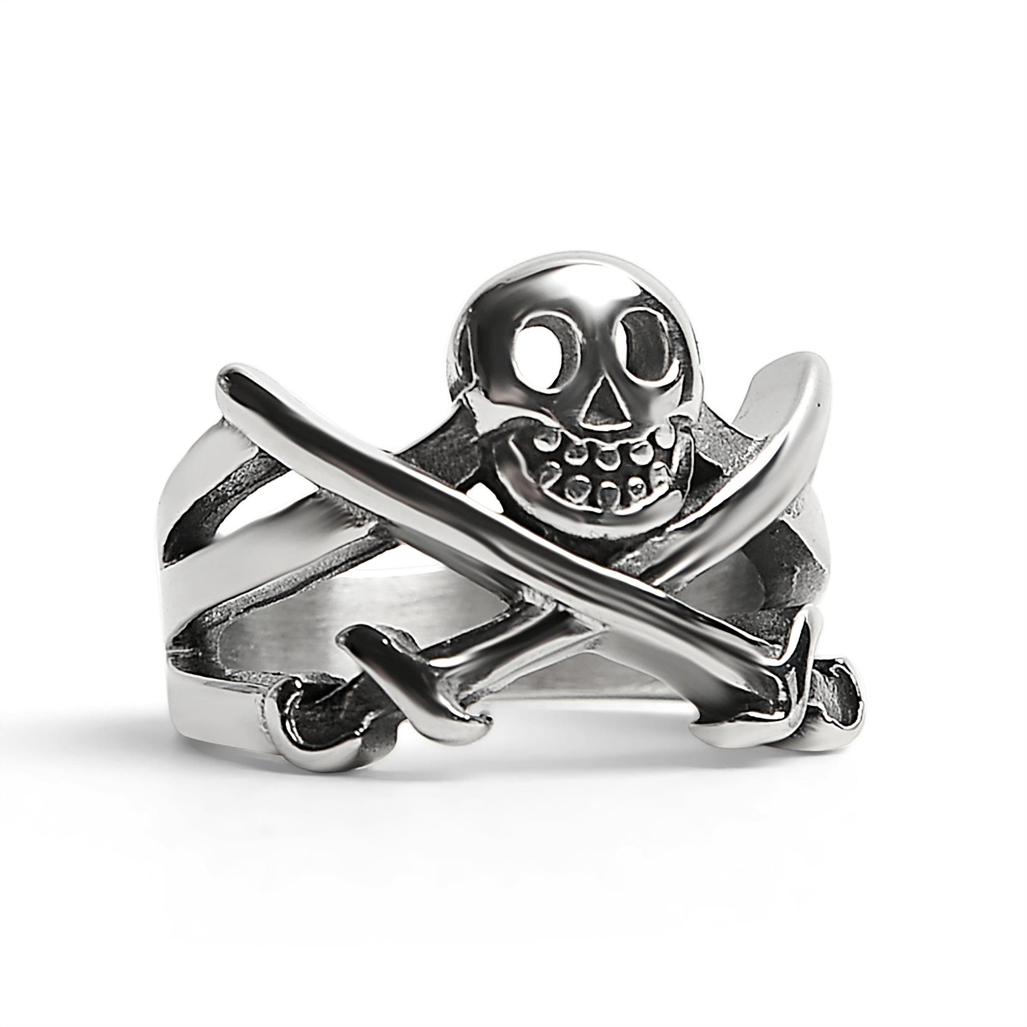 Stainless Steel Pirate Jolly Roger Skull With Crossed Swords Ring / SCR4095、mySite、dreamappss