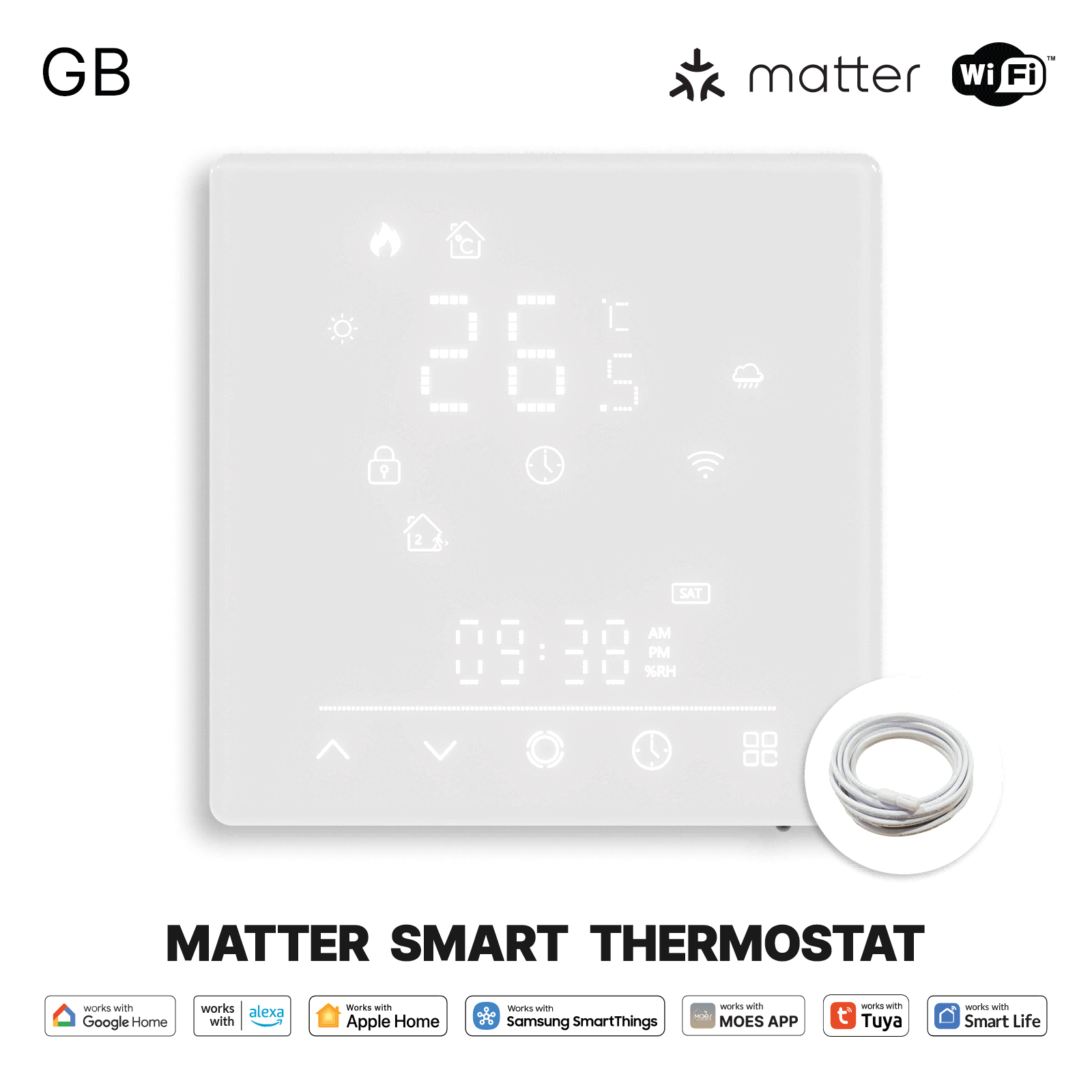 Smart Thermostat Matter WiFi Temperature Controller Water/ Electric /Gas /Boiler Floor Heating、mySite、fannypackpong