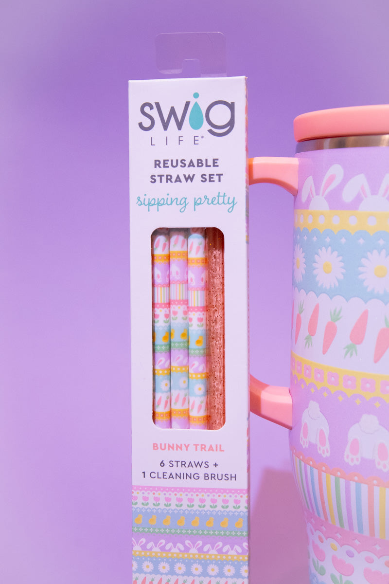 Bunny Trail + Peach Glitter Reusable Straw Set、mySite、hinf8tx79