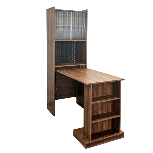 Home Office Computer Desk with Hutch, Antiqued Black finish、、casual