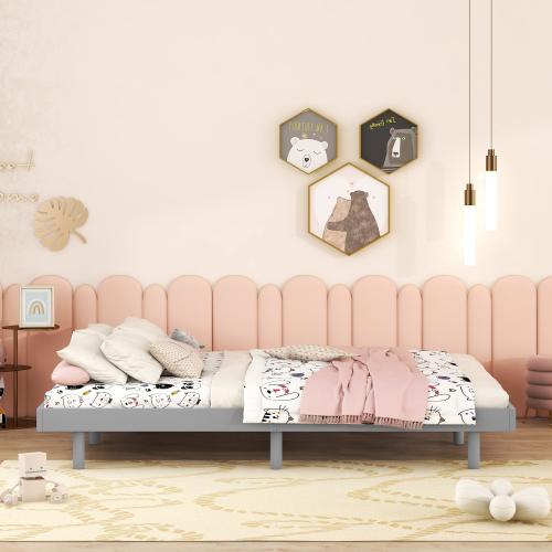 Modern Design Full Floating Platform Bed Frame for Walnut Color、、xpatfood