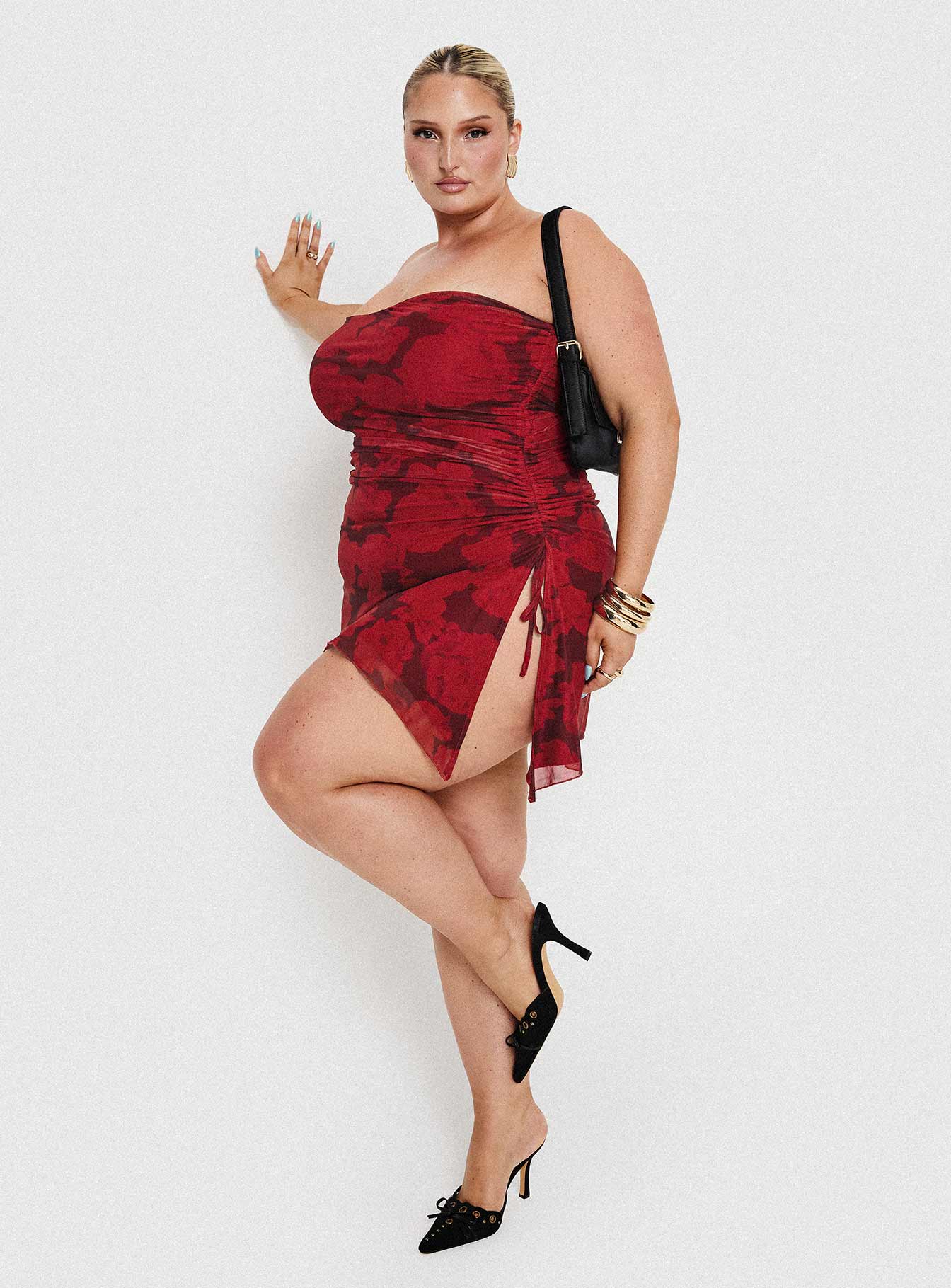 Donelli Mini Dress Burgundy / Red Floral Curve、mySite、solidvoid