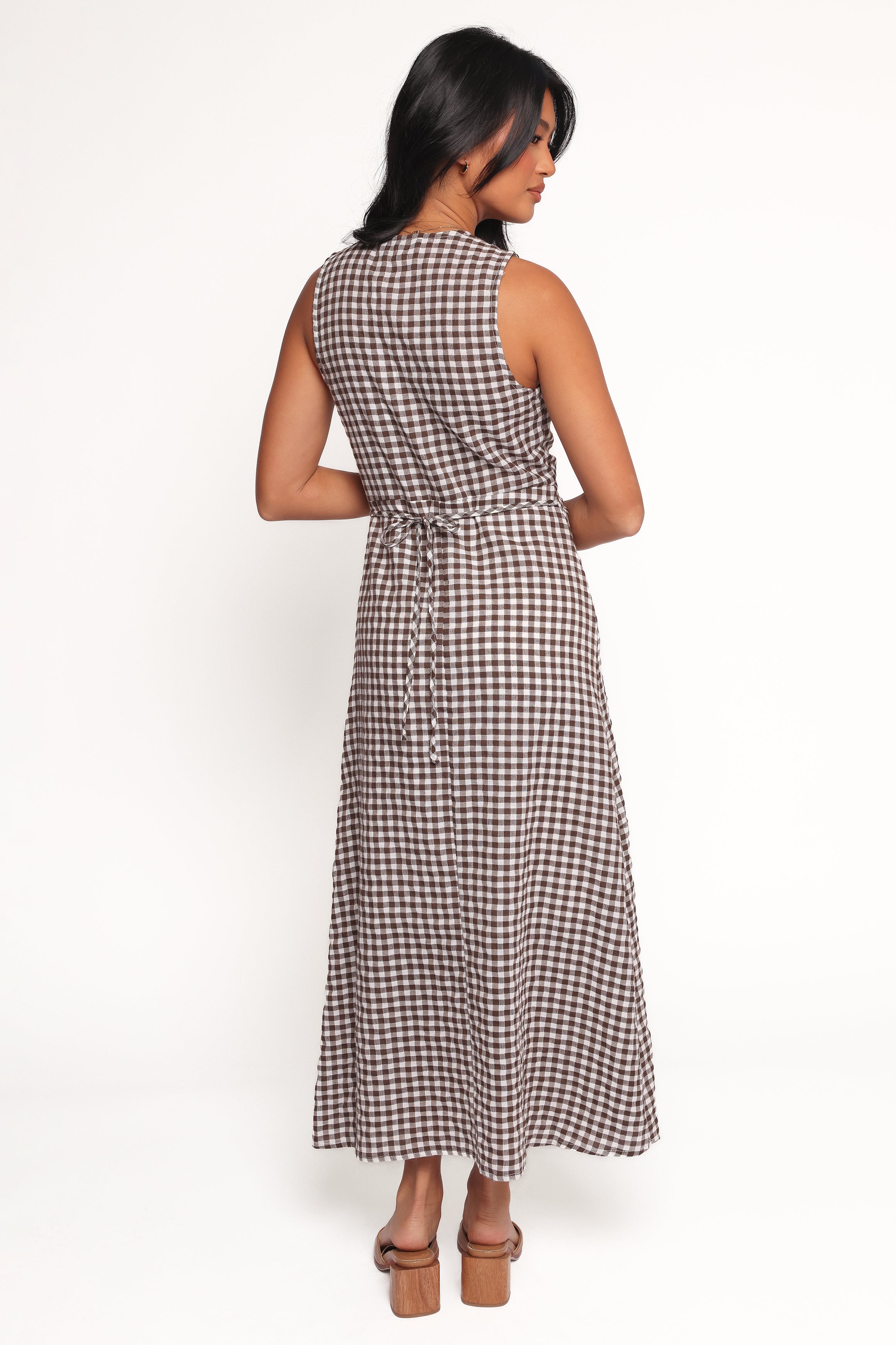  Queenie Midi Dress - Brown Gingham、mySite、sugarbowlscore