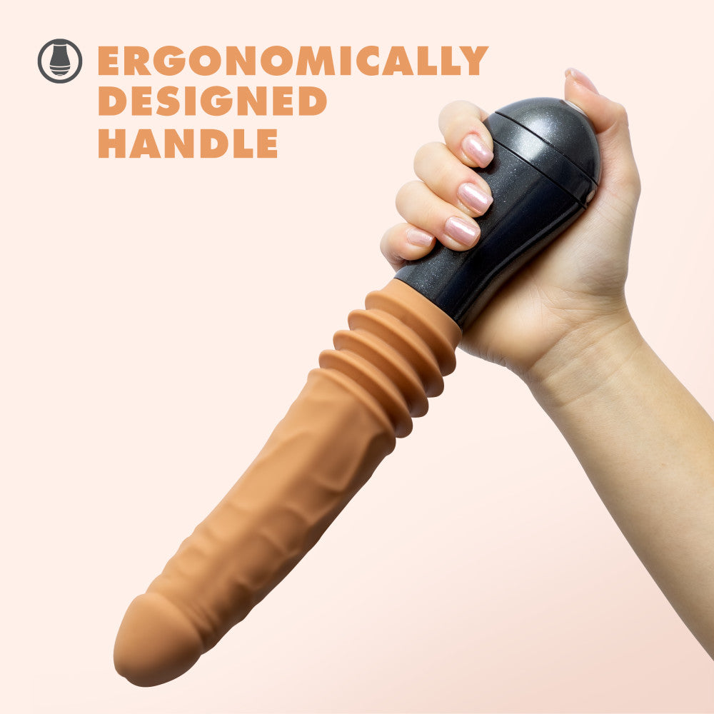 Dr. Skin Silicone By Blush® | Dr. Arthur Large 10.5 Inch Vibrating, Gyrating And Thrusting Dildo in Tan – Made With Puria® Platinum Cured Silicone、mySite、bottomscart