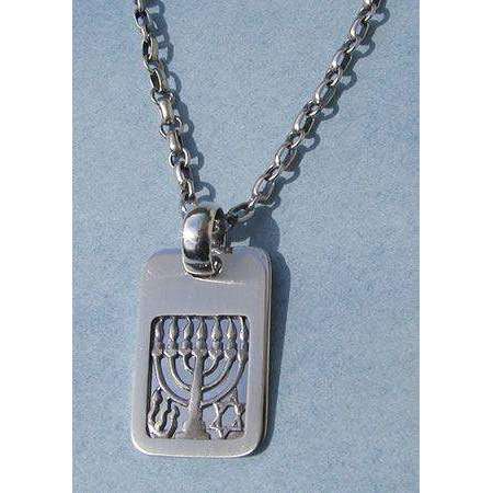 Michael Bromberg Sterling Silver Menorah Tag Necklace、mySite、topwebapps
