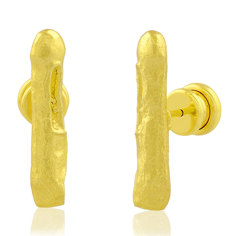 Cylindrical Bar Stud Earrings | 14K Gold Plated、mySite、camillekostekn