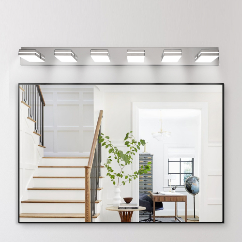 Modern Chrome LED Vanity Light, 5-Lights Wall Sconce for Bathroom and Mirror, Sleek Minimalist Design, Energy-Efficient, Easy to Install、、eastwooduniform