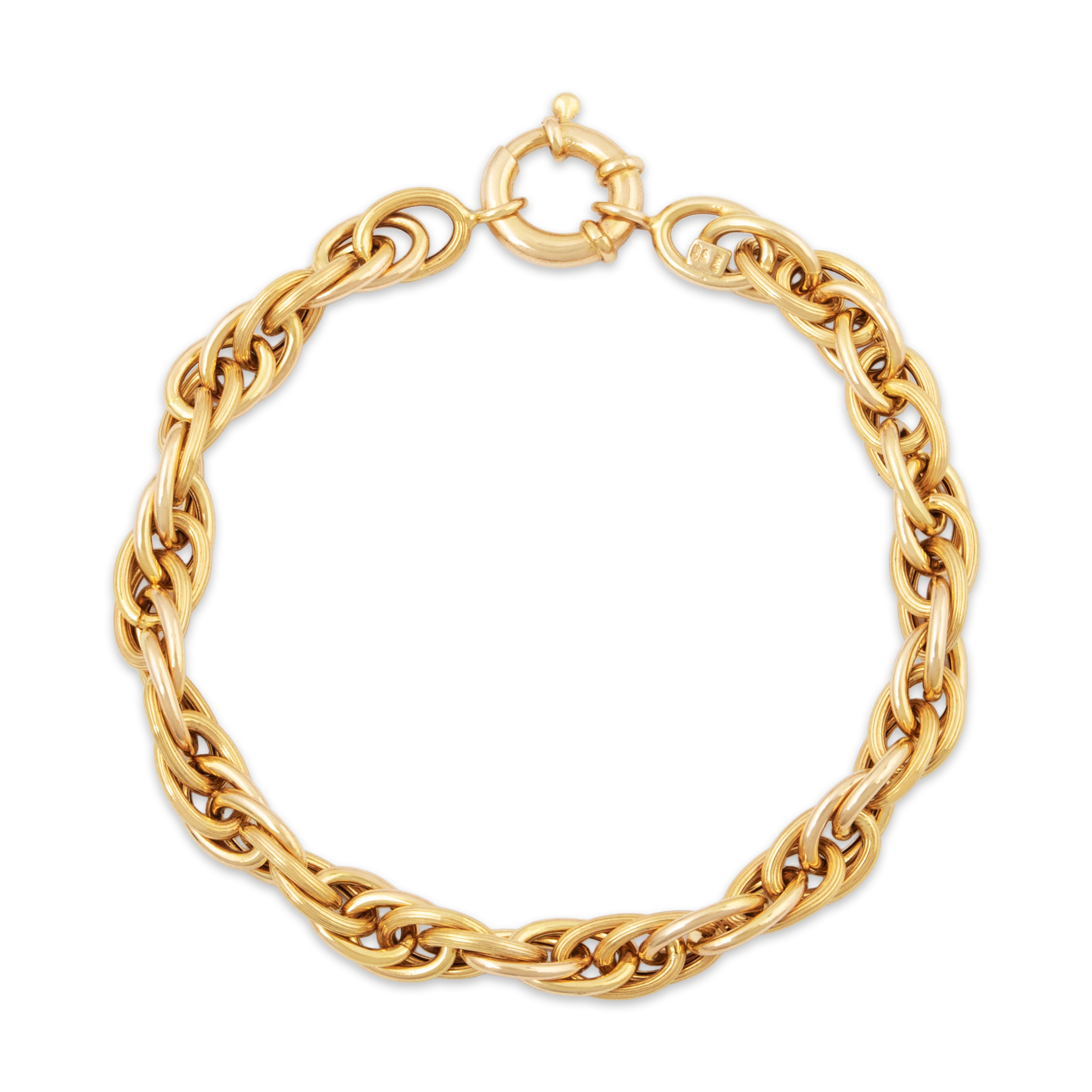 Vintage Italian 14k Yellow Gold Dual-Texture Double Link Bracelet 7.25、mySite、hinf8tx79