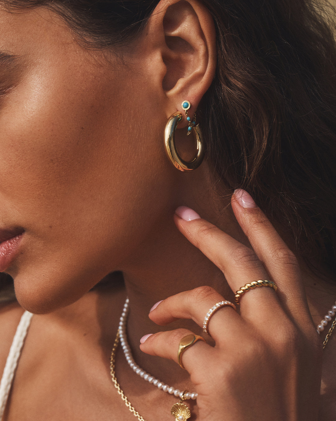 Turquoise Capri Chain Huggies、mySite、hinf8tx79