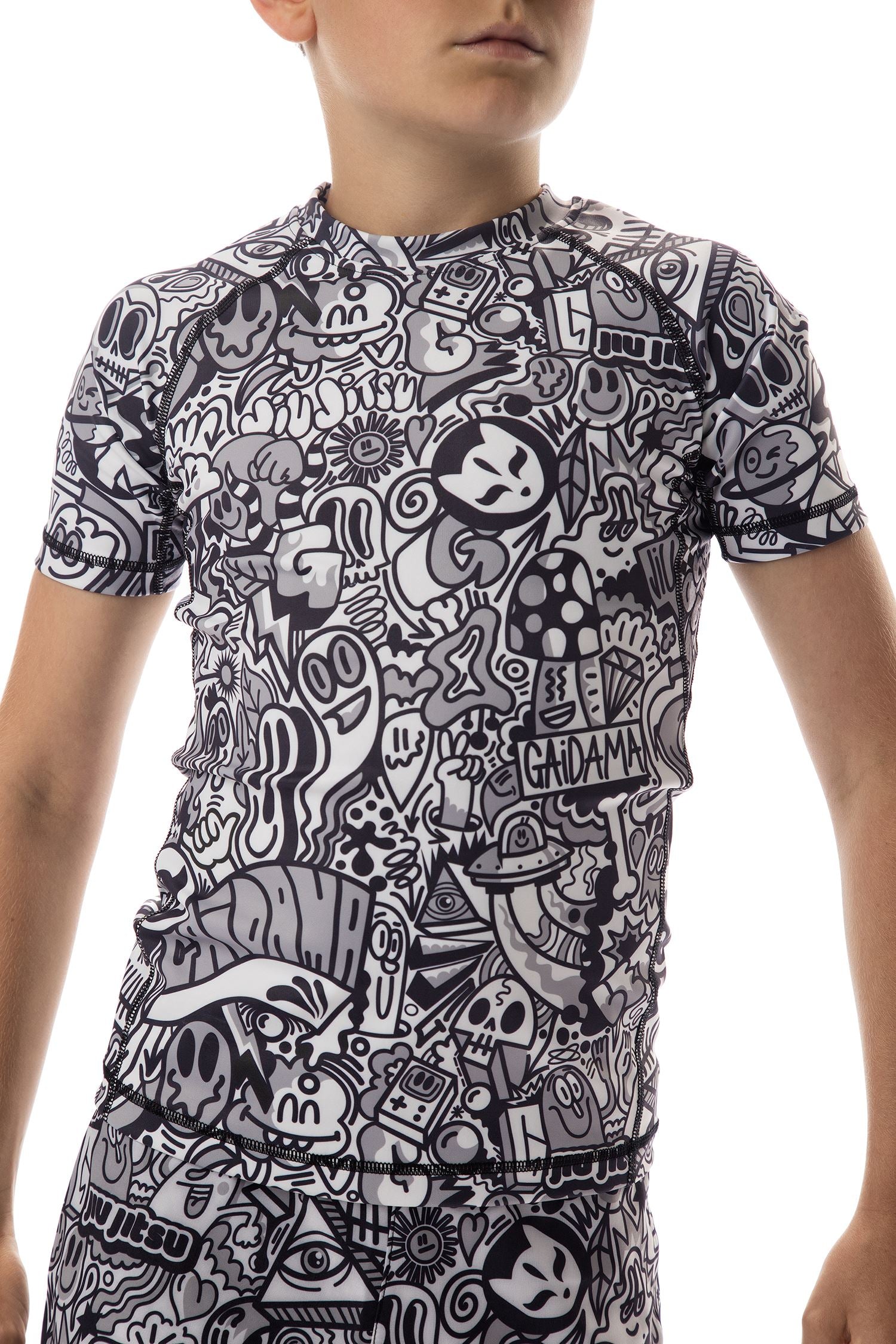 Youth Wotto Doodle Jiu Jitsu Rashguard - Short Sleeve、mySite、gigharbornorthrealestate