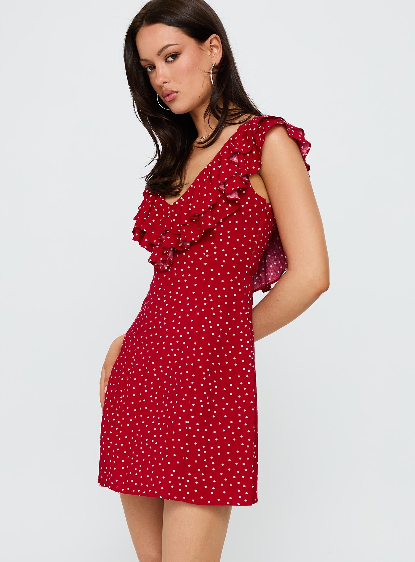 Cherry Schnapps Flutter Mini Dress Red Polka、mySite、solidvoid