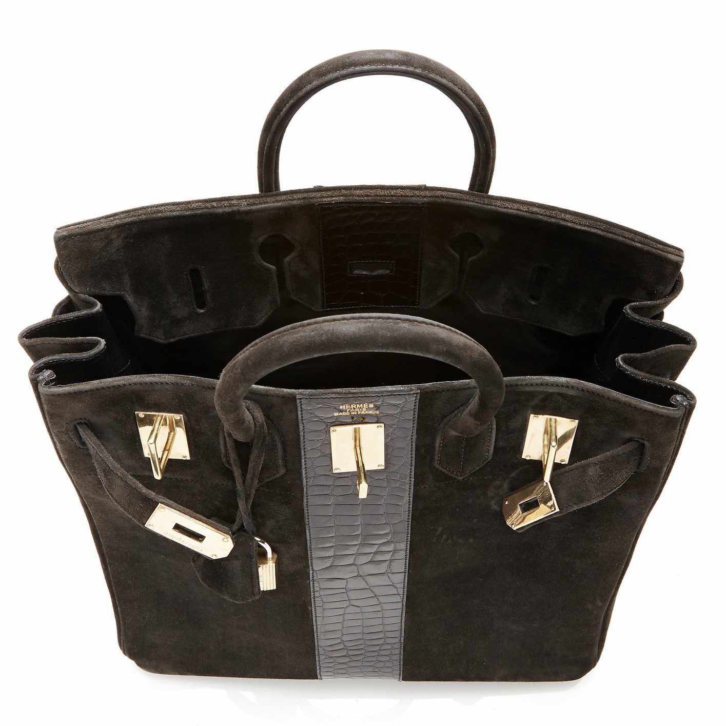 Hermès Birkin 40 HAC Black Doblis Suede and Crocodile Gold Hardware、mySite、garminoutage.com