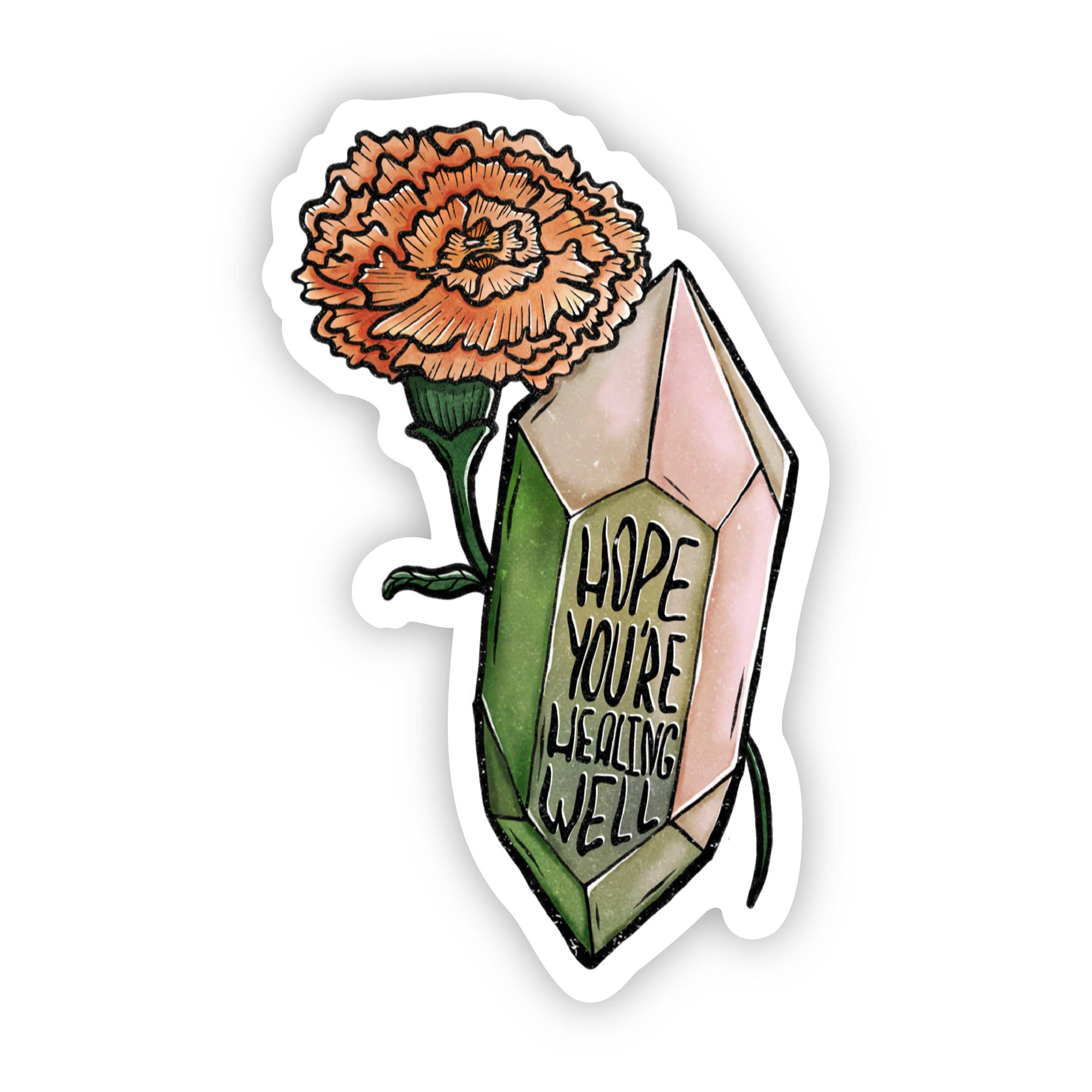  Hope You're Healing Well Multicolor Floral Crystal Sticker、mySite、elrpsem3k