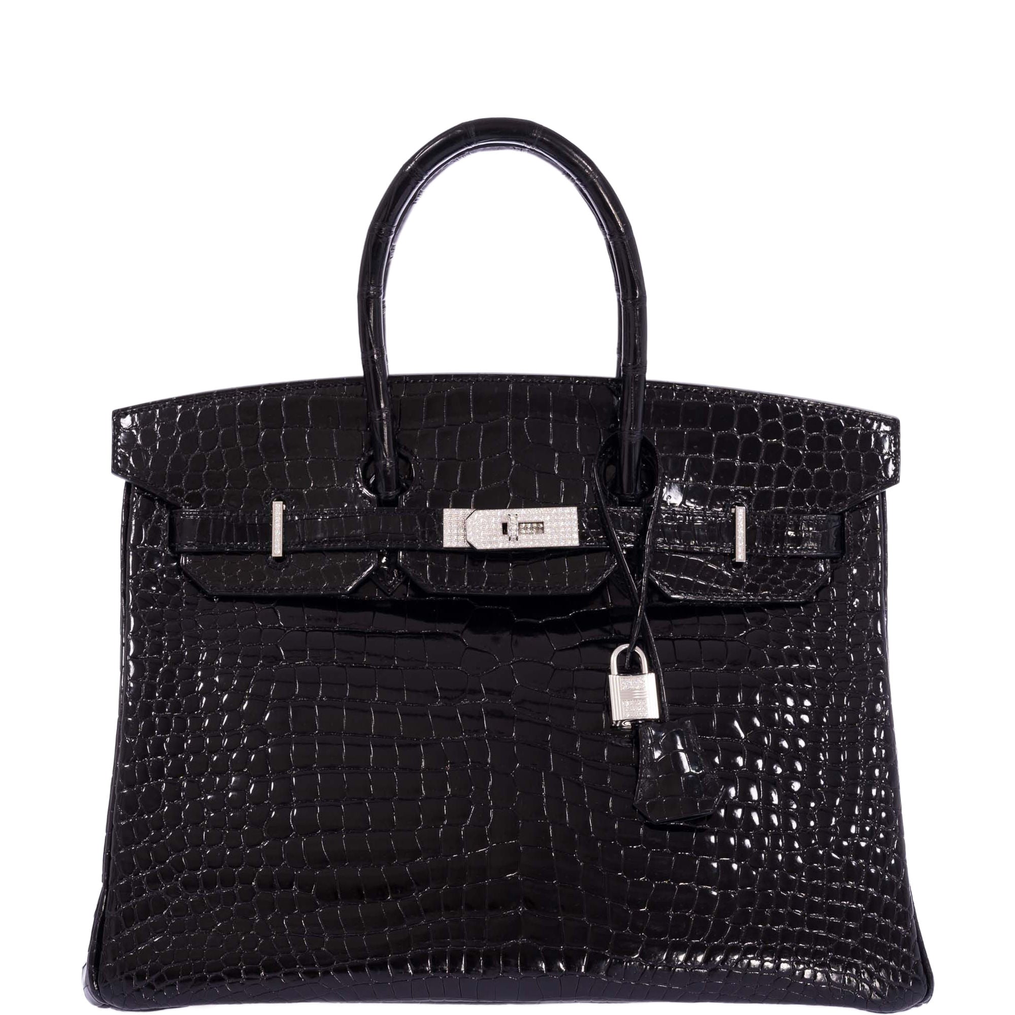 Hermès Birkin 35 Black Shiny Porosus Crocodile 18K White Gold and Diamond Hardware、mySite、garminoutage.com