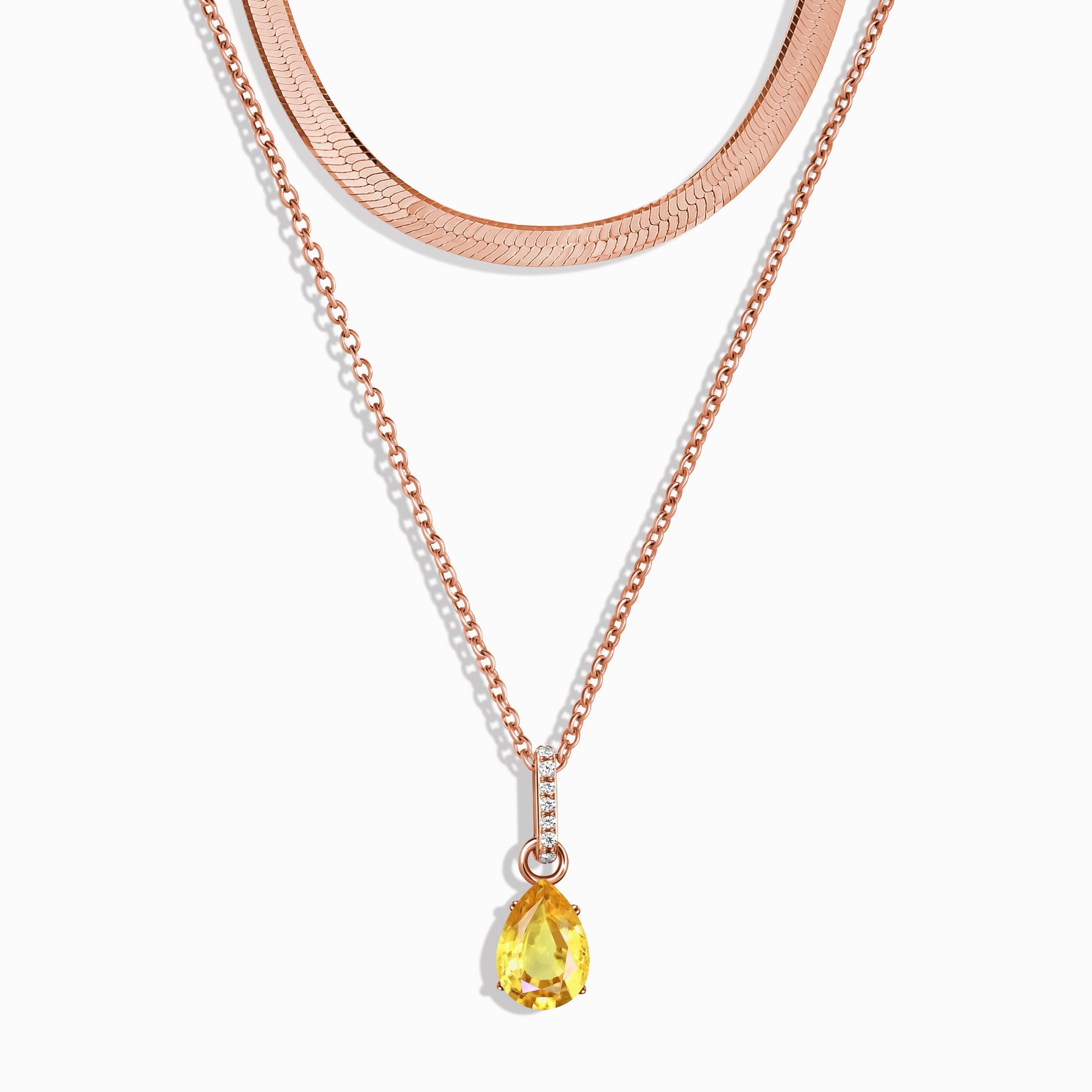 Citrine Birthstone Sway Necklace & Herringbone Chain、mySite、hinf8tx79
