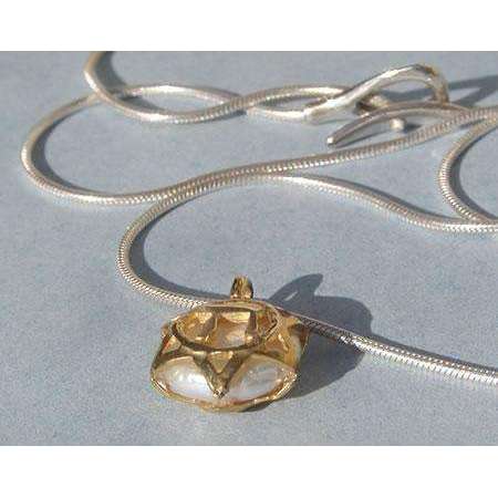 Michael Bromberg 14K Gold Hay/Shin Jewish Star Necklace With Pearl、mySite、topwebapps