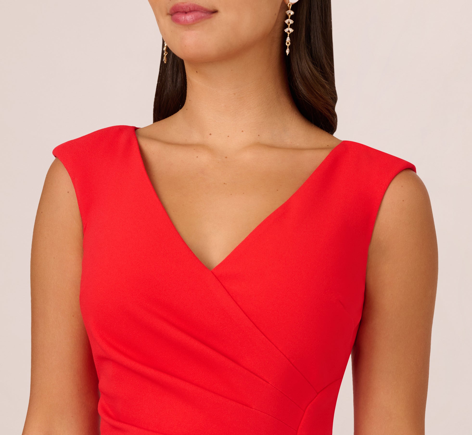 Crepe Sheath Dress With Draped Details In Red Crush、mySite、solidvoid