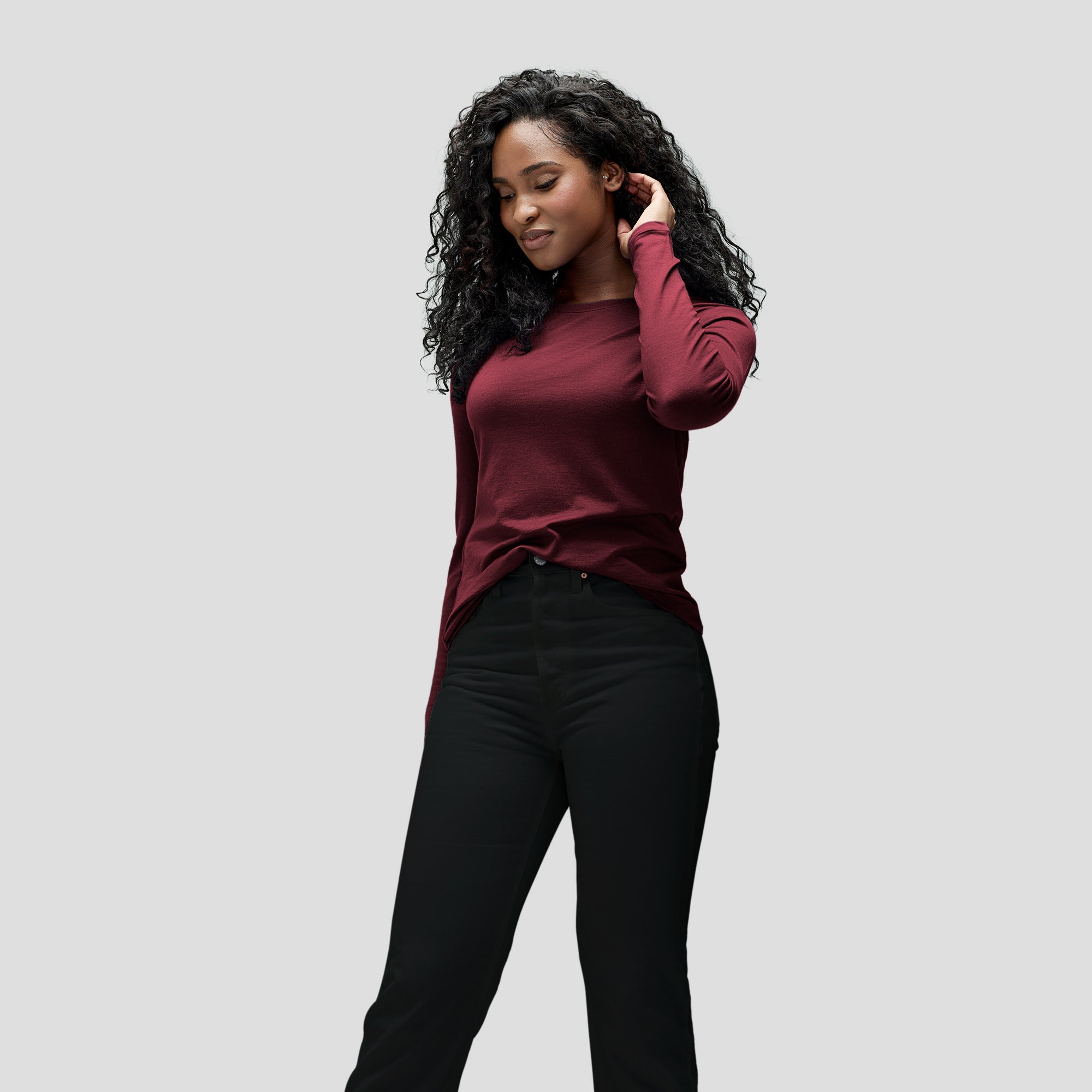 Women's Long Sleeve Merino Crew、mySite、noshort