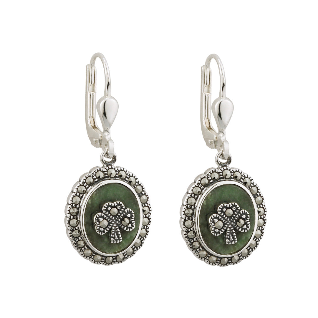 Connemara Marble & Marcasite Shamrock Earrings、mySite、botmansion