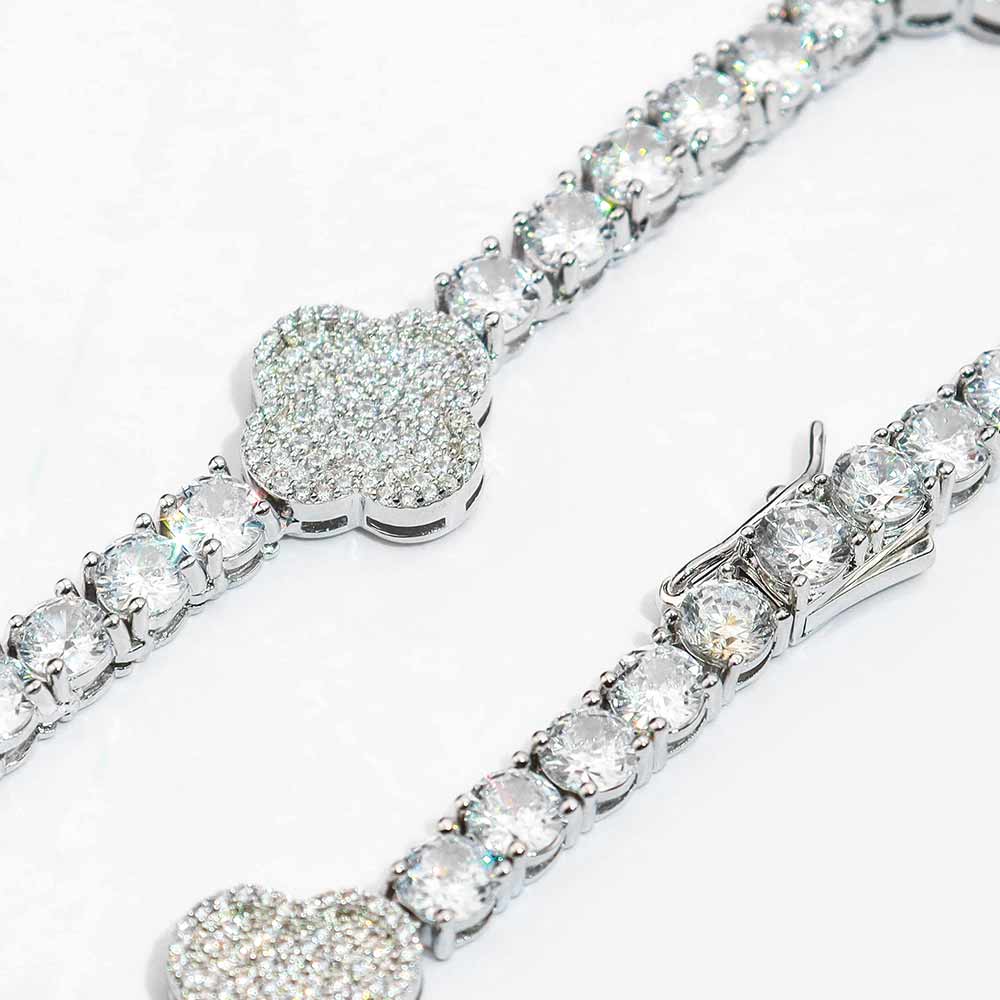 5MM Four Leaf Moissanite Tennis Chain 14K Gold、mySite、hinf8tx79