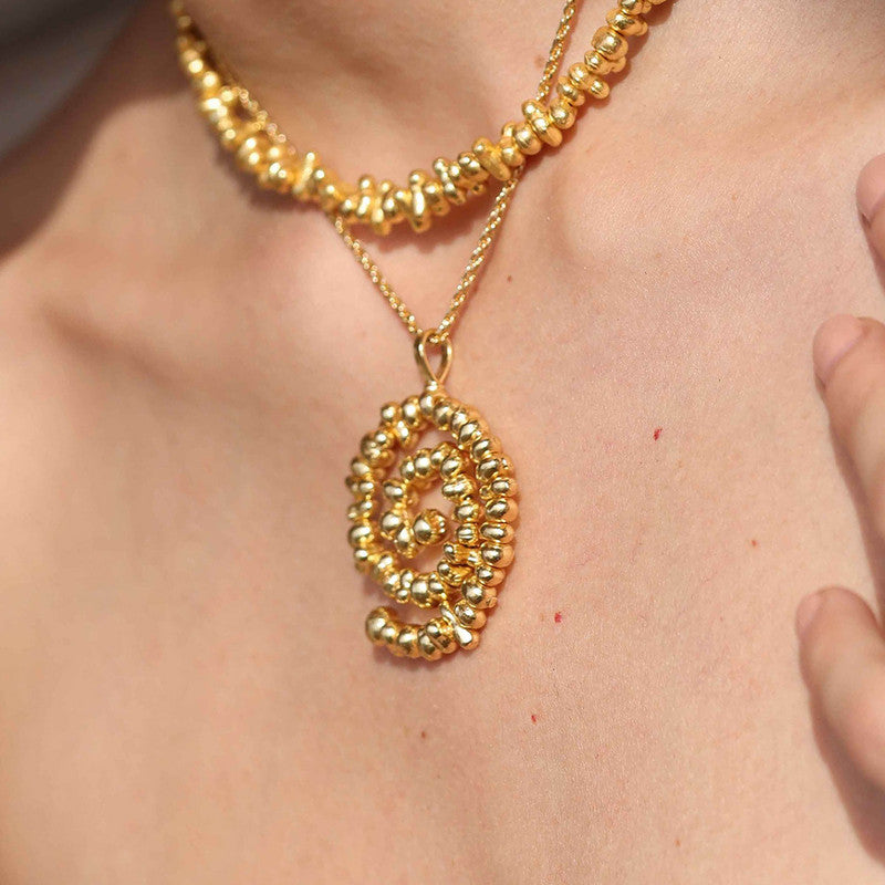 Molten Beaded Pendant Necklace | 14K Gold Plated、mySite、camillekostekn