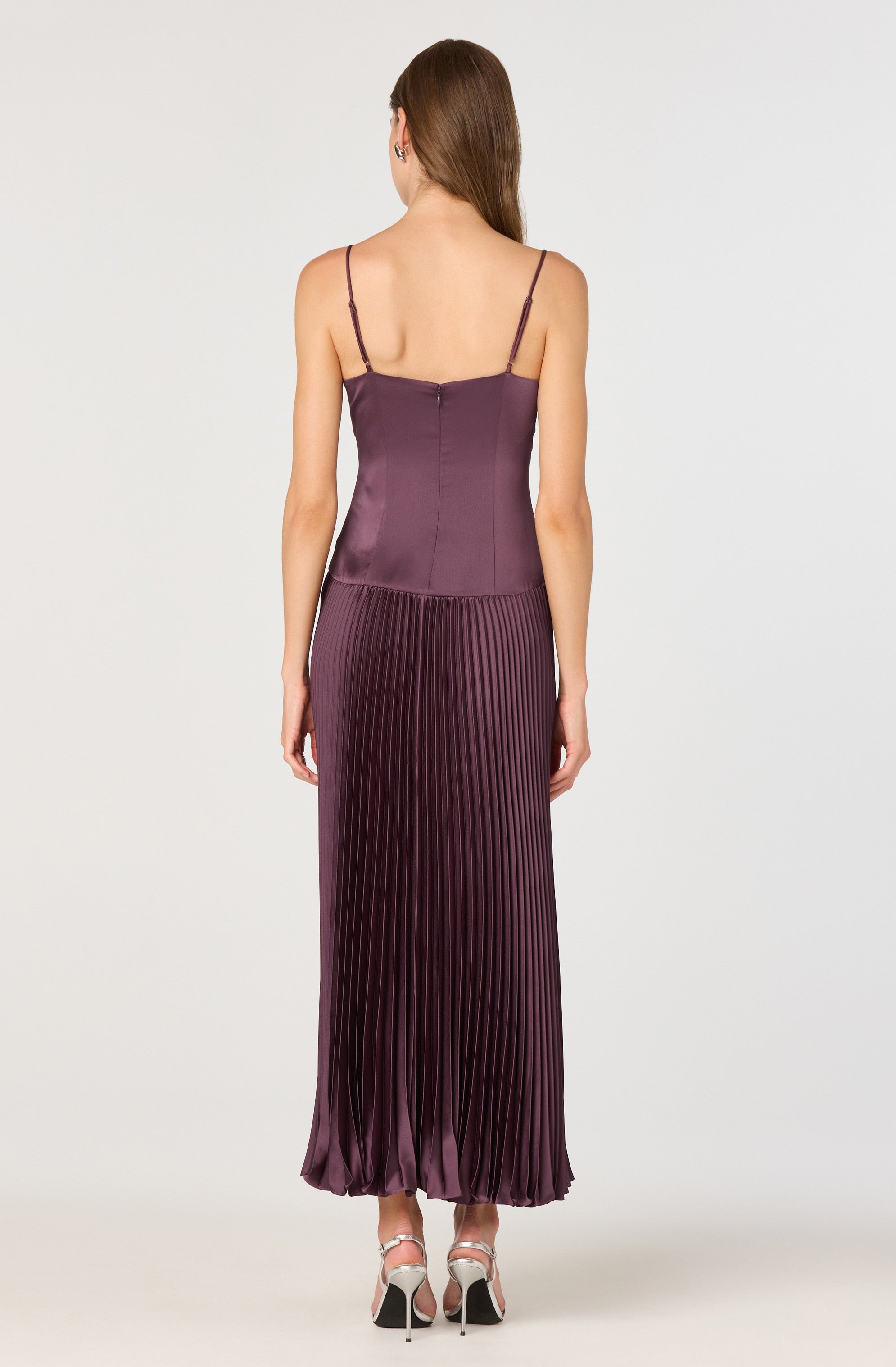 Pleated Drop Waist Maxi Dress、mySite、solidvoid
