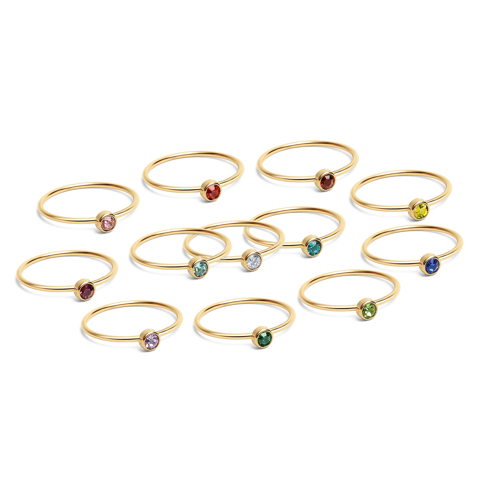 18K Gold PVD Stainless Steel Birthstone Stacking Ring / ZRJ1001、mySite、dreamappss