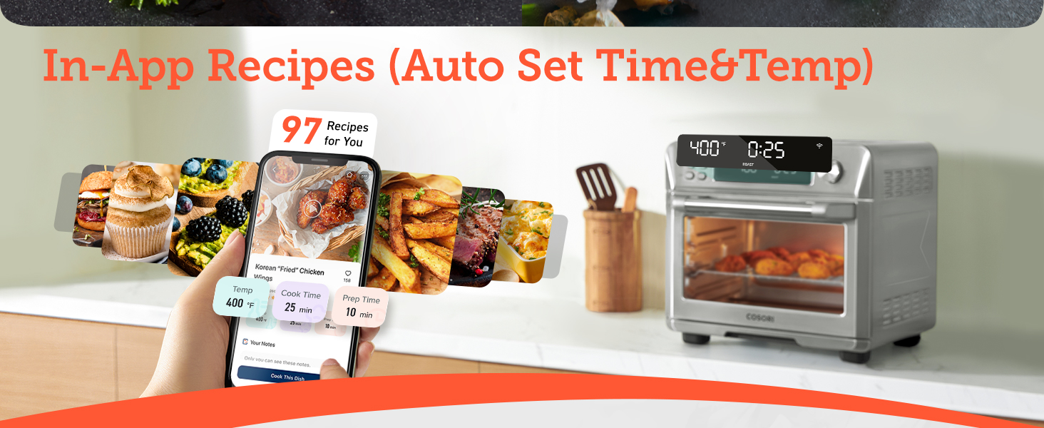 In-App Recipes (Auto Set Time&Temp)  97 Recipes for You