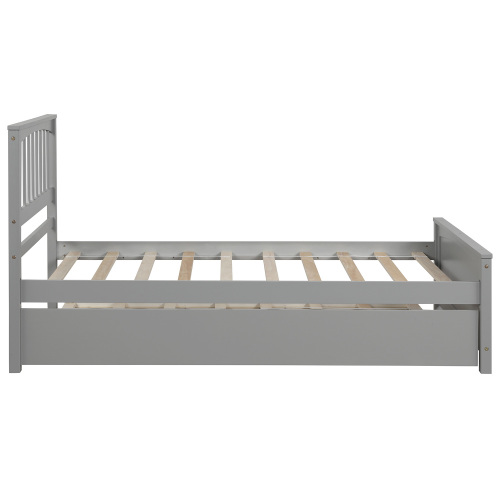 Twin size Platform Bed with Trundle, White、、casual