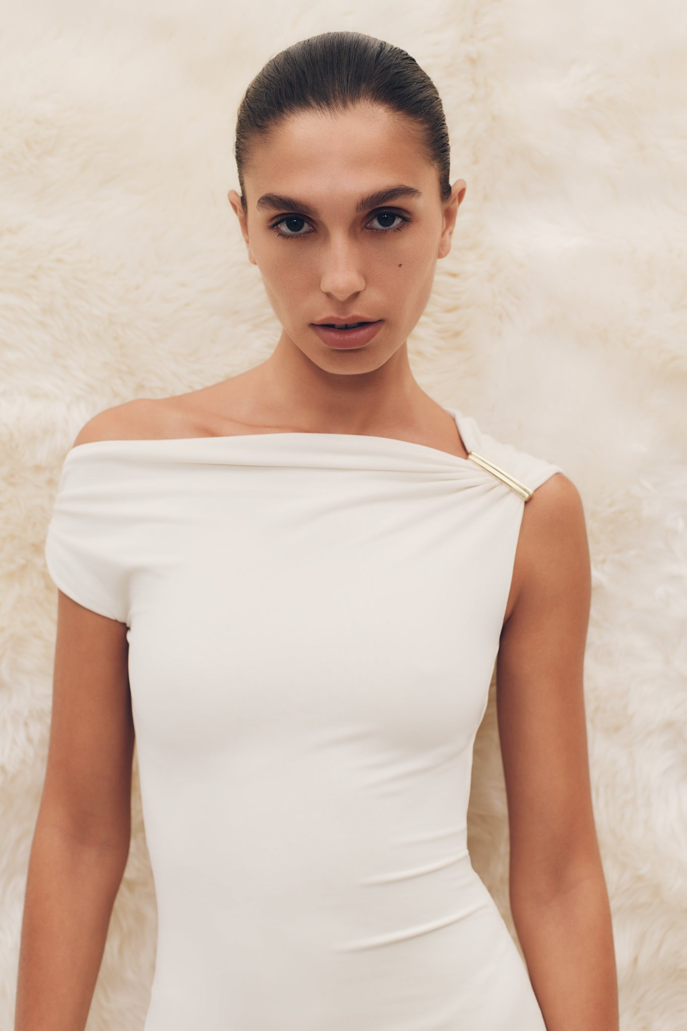 Kinsley Slinky Maxi Dress With Hardware - Ivory、mySite、solidvoid