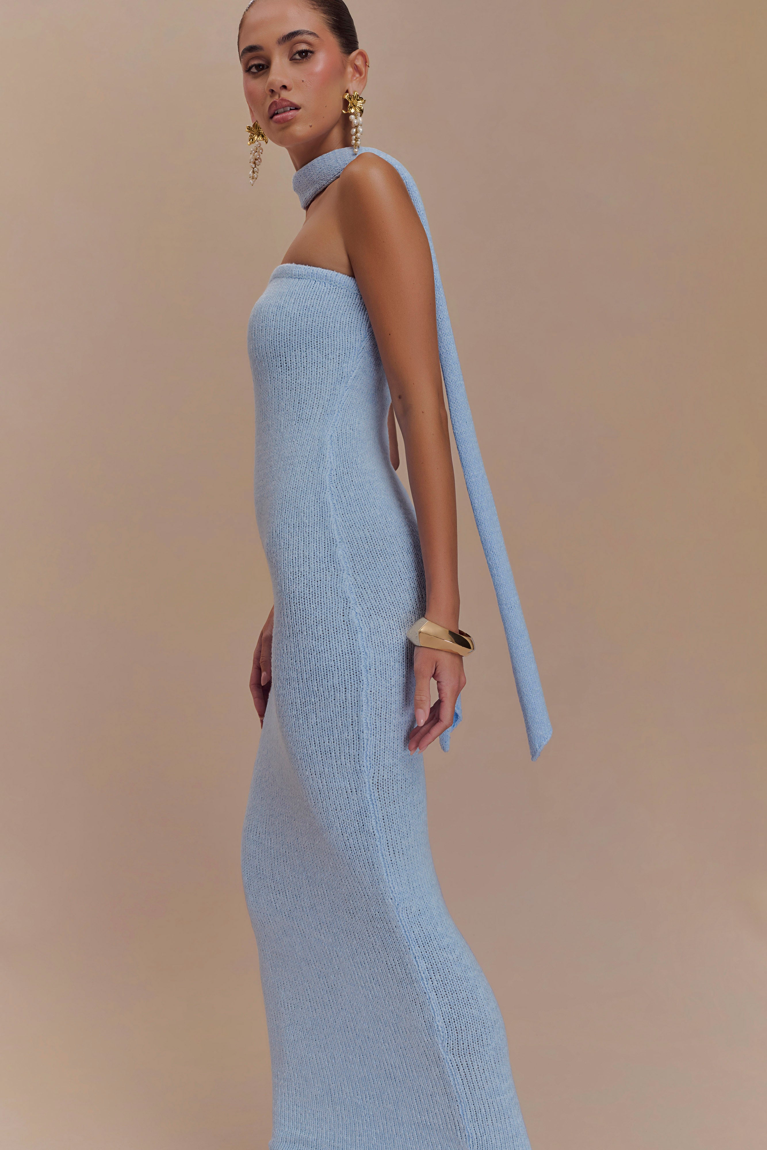 Andrea Strapless Knit Maxi Dress - Light Blue、mySite、solidvoid