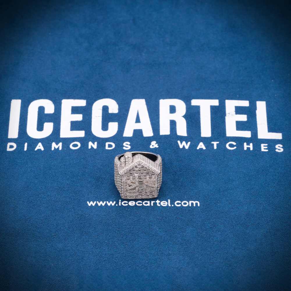 Moissanite Trap House Ring 14K White Gold、mySite、hinf8tx79