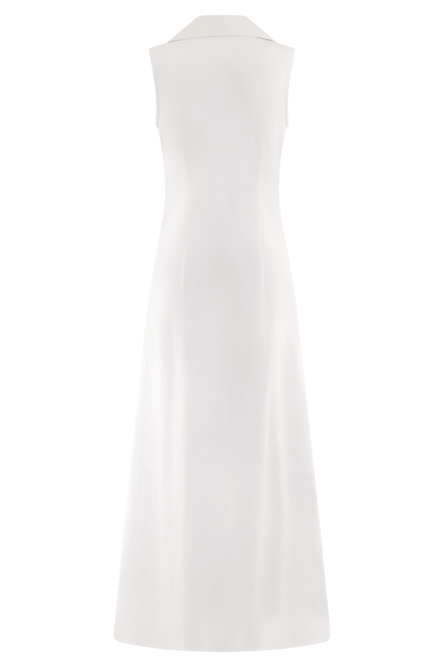 Dante Ruched Linen Midi Dress - White、mySite、solidvoid