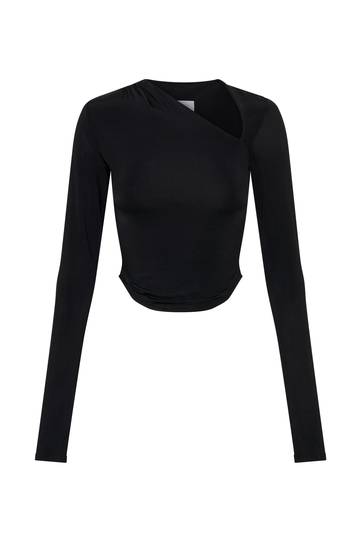 Bruna Slinky Long Sleeve Top With Cut Out - Black、mySite、solidvoid