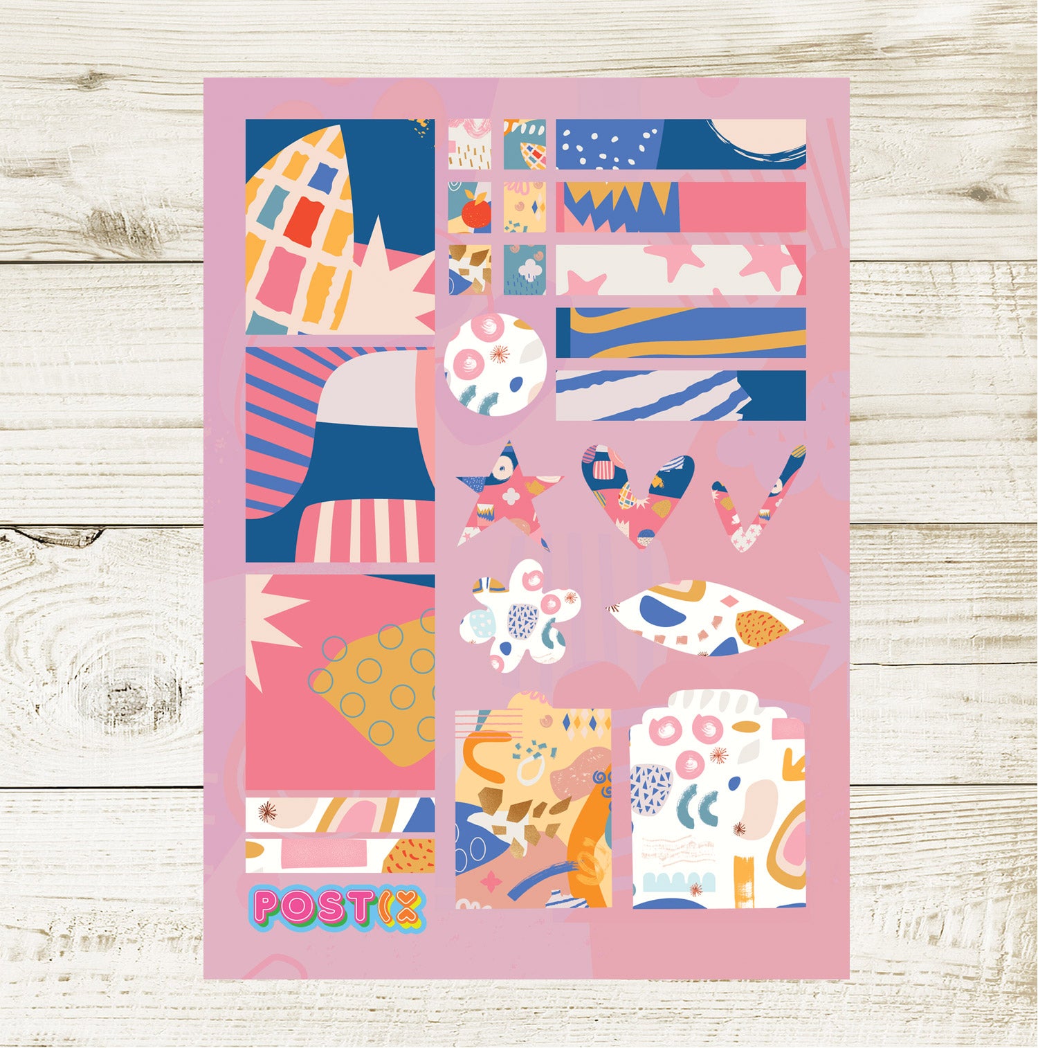  Pink Abstract Print Sticker Sheet Twin Pack、mySite、ghnorth