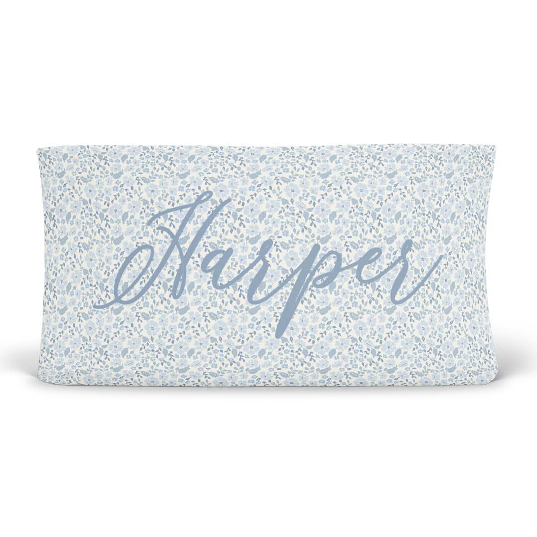  Botanical Blue Personalized Changing Pad Cover、mySite、layawaytickets