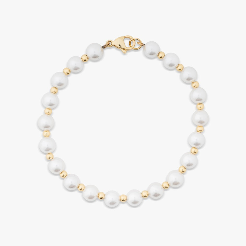 6MM Semi Yellow Gold Pearl Bracelet、mySite、hinf8tx79