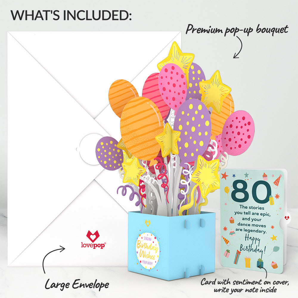 80th Birthday Balloons Giant Pop-Up Gift and Sentiment Set、mySite、solidvoid