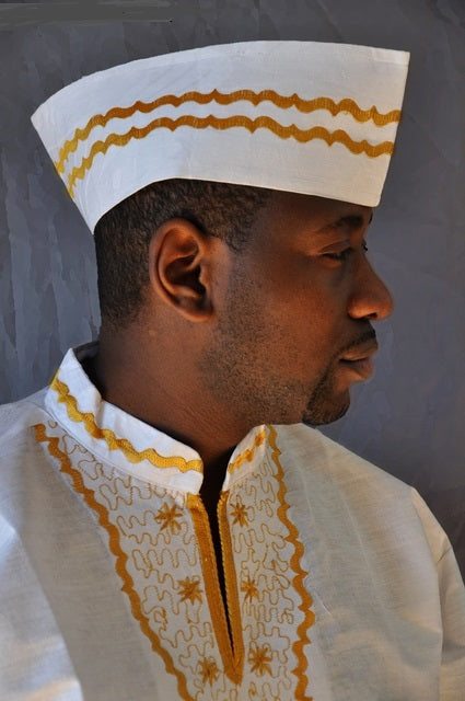 White African Hat with Gold Trim-DP2789H、mySite、solidvoid