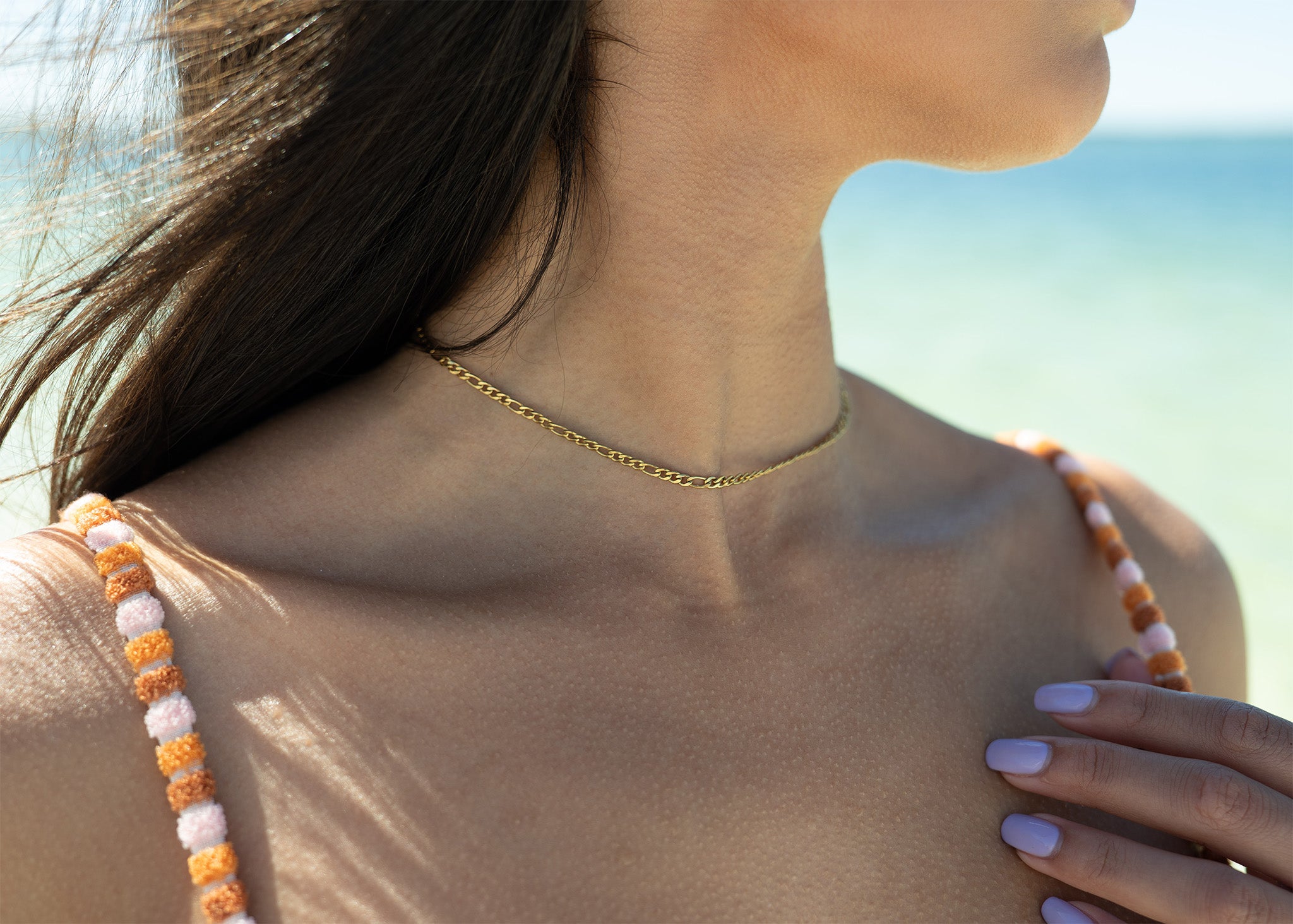 18K Gold PVD Stainless Steel Figaro Chain Necklace / CHN9600、mySite、dreamappss