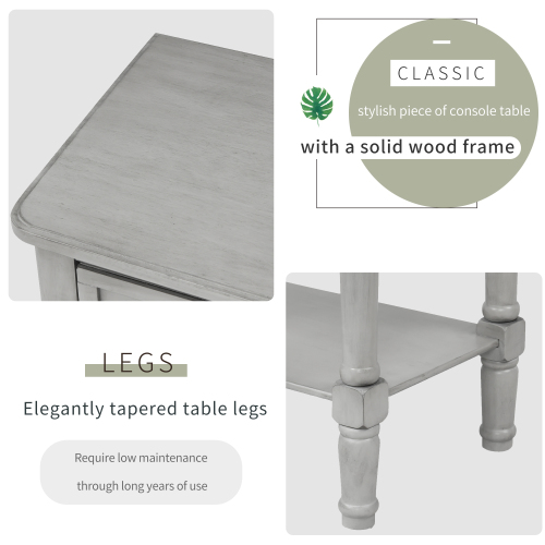 TREXM Narrow Console Table, Slim Sofa Table with Three Storage Drawers and Bottom Shelf (Ivory White)、、casual