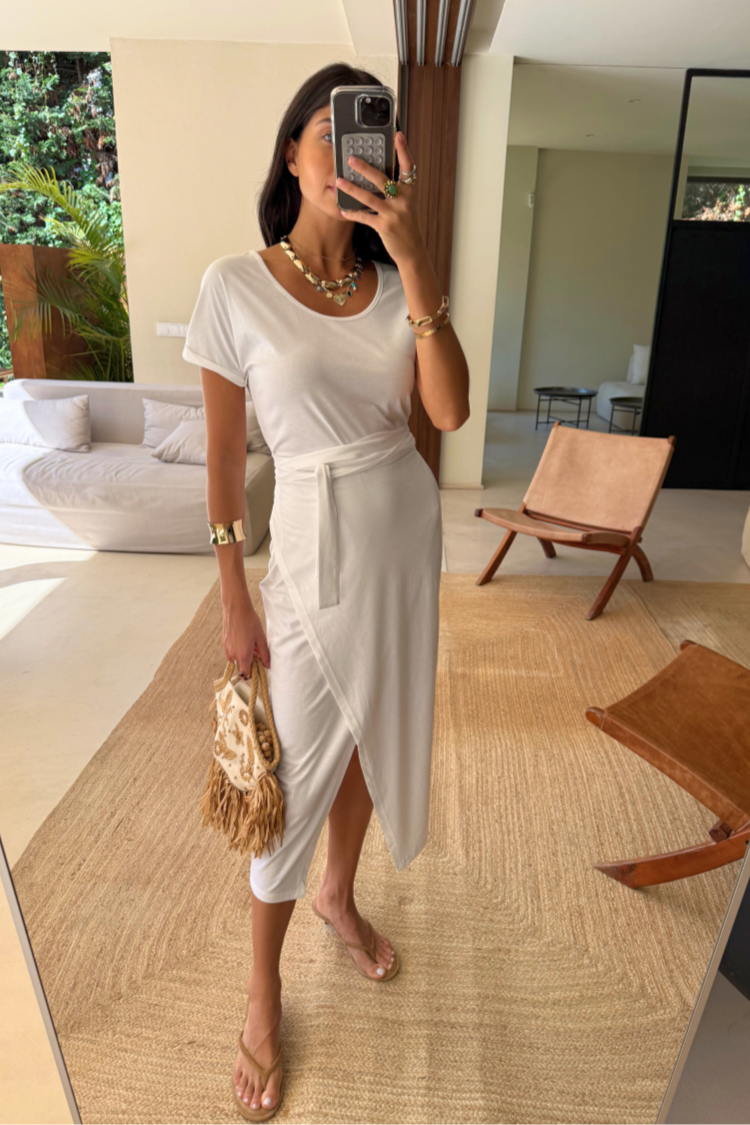 White Jesse Jersey Wrap Dress、mySite、solidvoid